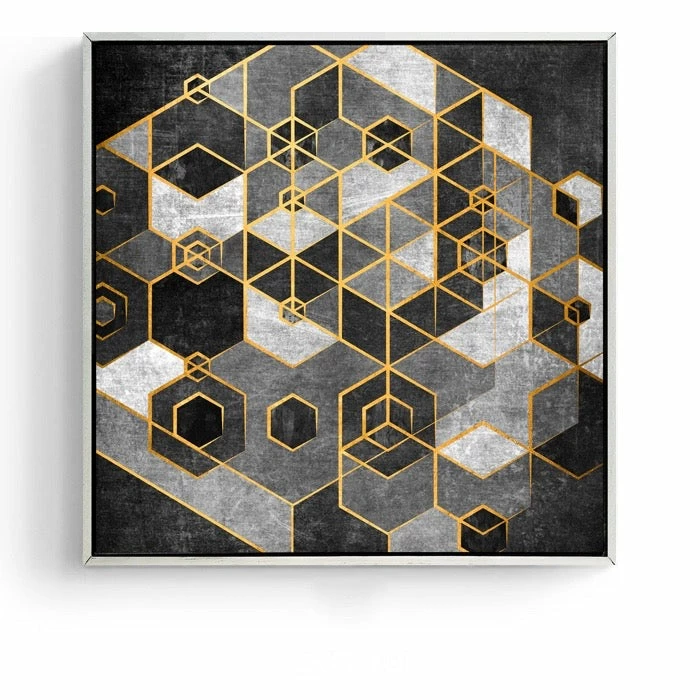 Staunton And Henry Black And Gold Abstract Wall Art With Frame Wall Decor