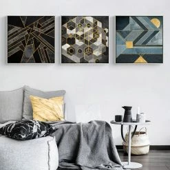 Staunton And Henry Black And Gold Abstract Wall Art With Frame Wall Decor