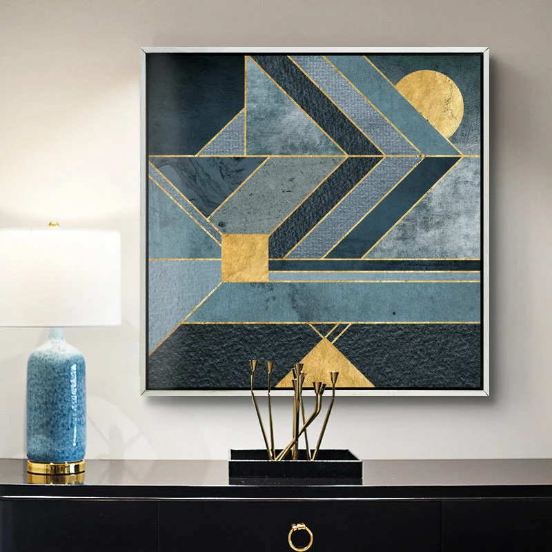 Staunton And Henry Black And Gold Abstract Wall Art With Frame Wall Decor
