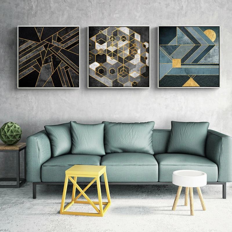 Staunton And Henry Black And Gold Abstract Wall Art With Frame Wall Decor