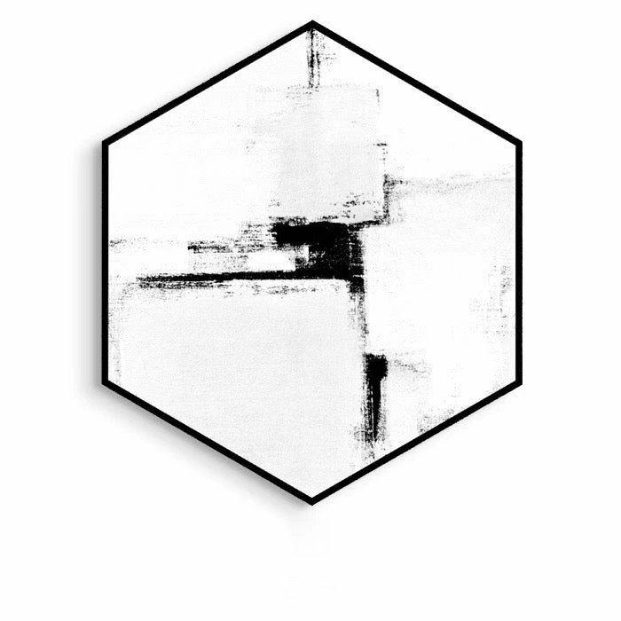 Staunton And Henry Hexagon Black And White Wall Art With Frame Wall Decor