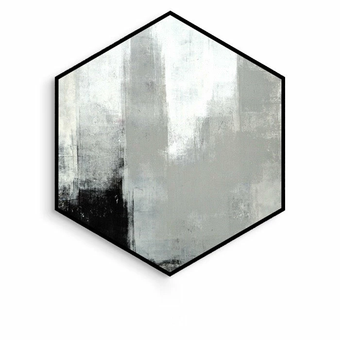 Staunton And Henry Hexagon Black And White Wall Art With Frame Wall Decor