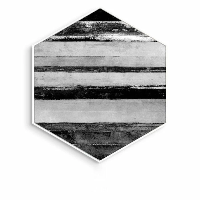 Staunton And Henry Hexagon Black And White Wall Art With Frame Wall Decor