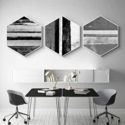 Staunton And Henry Hexagon Black And White Wall Art With Frame Wall Decor