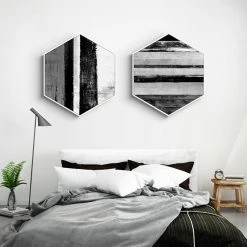 Staunton And Henry Hexagon Black And White Wall Art With Frame Wall Decor