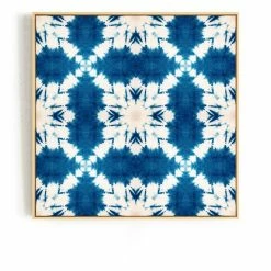 Staunton And Henry Blue And White Tie Dye Wall Art With Frame