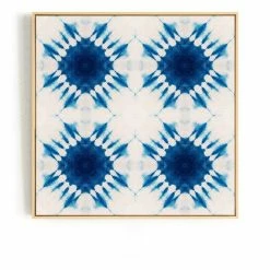 Staunton And Henry Blue And White Tie Dye Wall Art With Frame