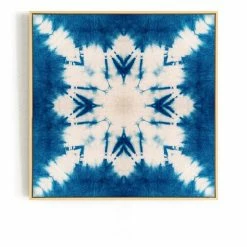 Staunton And Henry Blue And White Tie Dye Wall Art With Frame