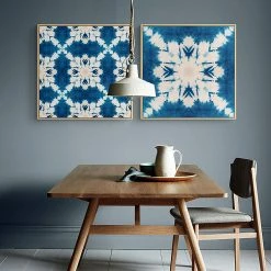 Staunton And Henry Blue And White Tie Dye Wall Art With Frame