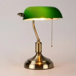 Staunton And Henry Vintage Bankers Lamp In Green Lighting