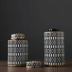 Staunton And Henry Home Accessories Round Black And White Urn Vase