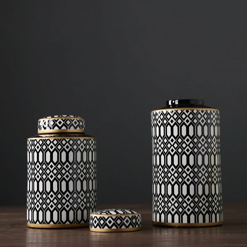 Staunton And Henry Home Accessories Round Black And White Urn Vase