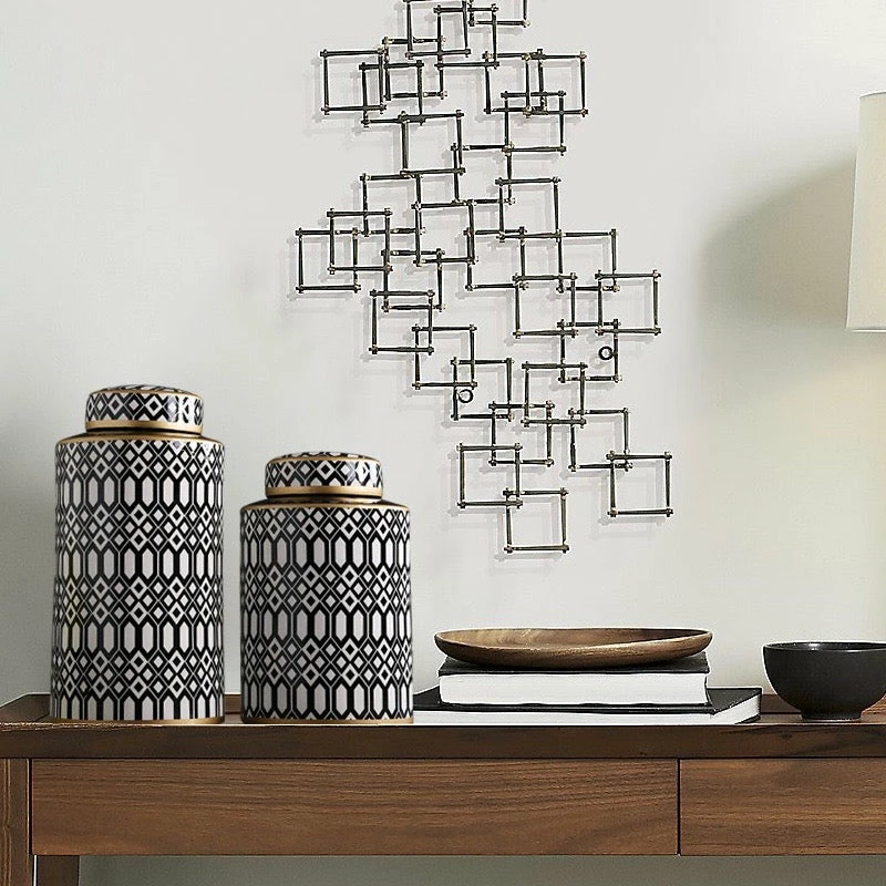 Staunton And Henry Home Accessories Round Black And White Urn Vase