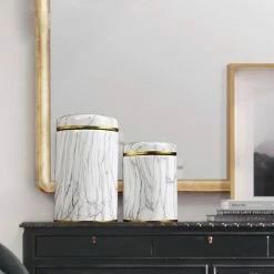 Staunton And Henry Home Accessories White Marble Pattern Urn Vase