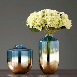 Staunton And Henry Home Accessories Blue And Bronze Glass Vase