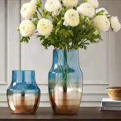 Staunton And Henry Home Accessories Blue And Bronze Glass Vase