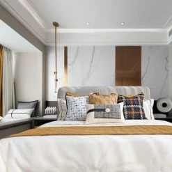 Staunton And Henry Cream And Brown Tartan Pattern Bed Cushion Set Home Accessories