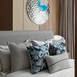 Staunton And Henry Grey And Blue Agate Pattern Bed Cushion Set