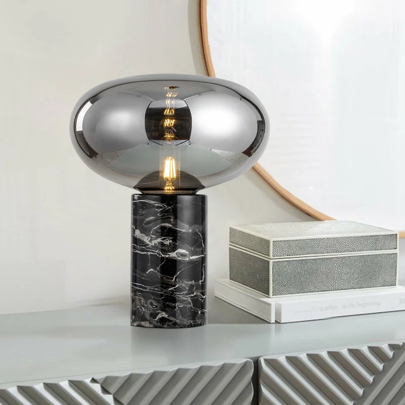 Staunton And Henry Lighting Joelle Oval Glass And Marble Base Table Lamp