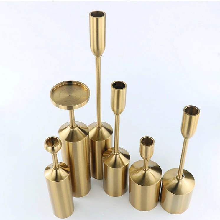 Staunton And Henry Home Accessories Gold Candlestick Holder - Set Of 6