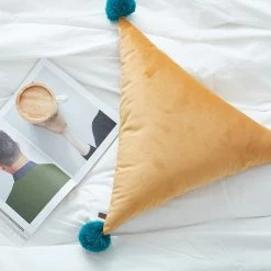 Staunton And Henry Triangle Pom Pom Cushion Home Accessories