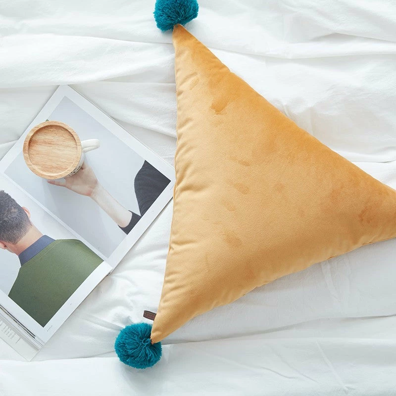 Staunton And Henry Triangle Pom Pom Cushion Home Accessories