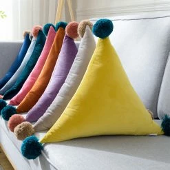 Staunton And Henry Triangle Pom Pom Cushion Home Accessories
