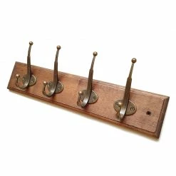 Staunton And Henry Cast Iron Wall Hooks With Solid Wood Base