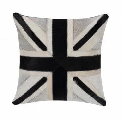 Staunton And Henry Home Accessories Cream And Grey Cowhide Throw Cushion