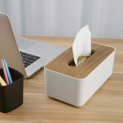 Staunton And Henry Kitchen Modern Wood And White Tissue Box