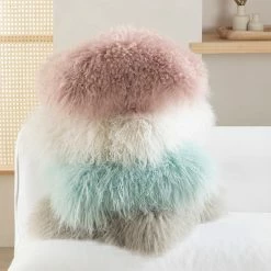 Staunton And Henry Home Accessories Plush Tibetan Wool Sheepskin Throw Cushion