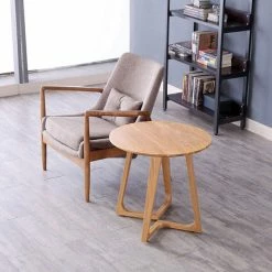 Staunton And Henry Oak Wood Round Side Table Furniture