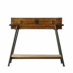 Staunton And Henry Furniture Vintage Style Wood & Steel Console Table Chest