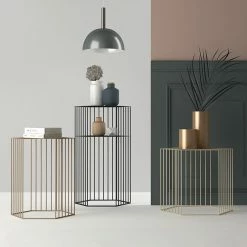 Staunton And Henry Furniture Hexagon Metal Frame Side Table