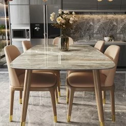 Staunton And Henry Evoke Gray Marble Pattern Dining Table