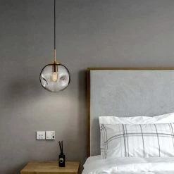Staunton And Henry Lighting Modern Brass Pendant With Dimpled Glass Shade