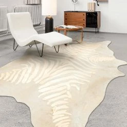 Staunton And Henry Premium Zebra Print White Faux Cowhide Rug Rugs