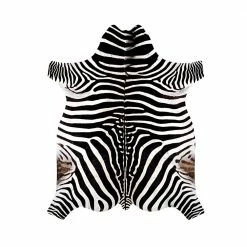 Staunton And Henry Premium Zebra Print White Faux Cowhide Rug Rugs