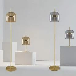 Staunton And Henry Stellar Modern Glass And Gold Floor Lamp Lighting
