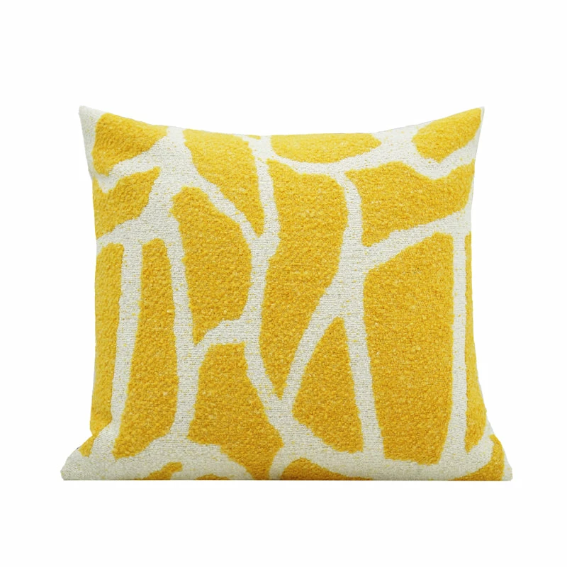 Staunton And Henry Camille Jacquard Yellow And White Throw Cushion Home Accessories
