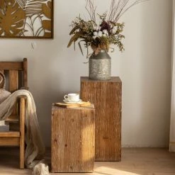 Staunton And Henry Furniture Wooden Block Side Table