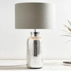 Staunton And Henry Silver Lamp With White Shade Lighting