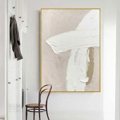 Staunton And Henry Modern Abstract Beige And White Oil Painting
