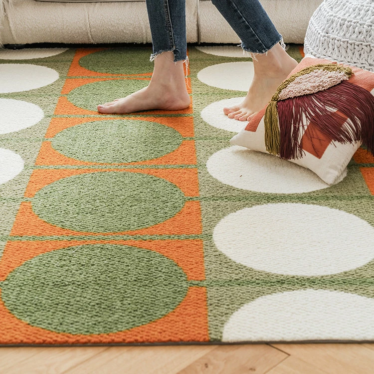 Staunton And Henry Rugs Austin Retro Circle Green And Orange Wool Rug