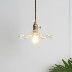 Staunton And Henry Lighting Vintage Glass And Brass Pendant Light
