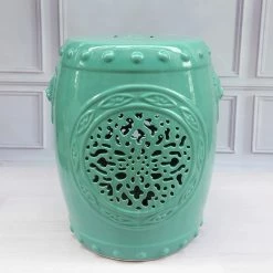 Staunton And Henry Turqoise Ceramic Chinese Drum Stool Furniture
