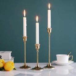 Staunton And Henry Slim Gold Candle Holder - Set Of 3 Home Accessories