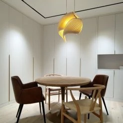 Staunton And Henry Studio Vayehi Wing Wood Veneer Ceiling Light