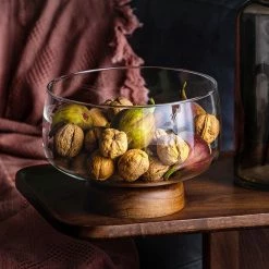 Staunton And Henry Glass And Wood Fruit Bowl Kitchen