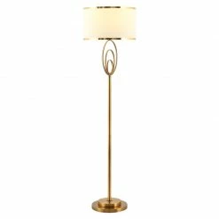 Staunton And Henry Lighting Modern Ornate Brass Floor Lamp With White Shade